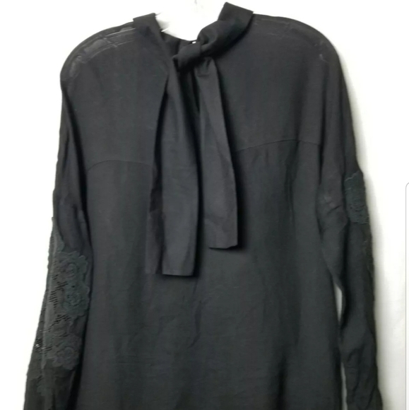 Tibi Embroidered Black High Neck Bow Tie Blouse Swing Loose Fit Size Small - Picture 14 of 14